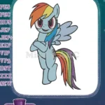 My Little Pony Rainbow Dash smiling pegasus embroidery designs - Instant Download