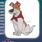 Smiling friendly cartoon dog wearing red bandana embroidery designs - Instant Download