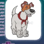 Happy Cartoon Puppy Dog with Red Bandana Embroidery Designs - Instant Download