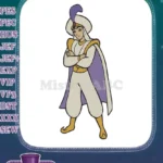 Classic Disney Aladdin character in white and gold embroidery designs - Instant Download