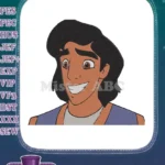 Smiling Aladdin Disney cartoon character embroidery designs for fans - Instant Download