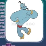 Magical Blue Genie Aladdin Character Embroidery Designs - Instant Download
