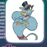 Aladdin's Blue Genie Tipping Hat with Golden Horn Embroidery Designs - Instant Download