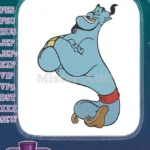 Aladdin's Genie Smiling Happy Blue Character Embroidery Designs - Instant Download