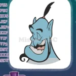 Happy Blue Genie Face from Aladdin Embroidery Designs - Instant Download