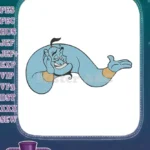 Disney Aladdin Genie Smiling Blue Magical Embroidery Designs - Instant Download