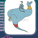 Happy Blue Genie Aladdin Character Embroidery Designs - Instant Download