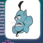 Distressed Blue Genie Cartoon Character Embroidery Designs - Instant Download