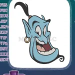 Aladdin's Magical Blue Genie Smiling Face Embroidery Designs - Instant Download