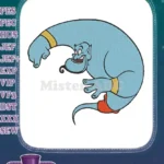 Magical Blue Genie Cartoon Character Embroidery Designs - Instant Download