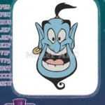 Magical Blue Genie Cartoon Character Happy Face Embroidery Designs - Instant Download