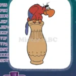 Aladdin's Iago Red Parrot on a Mystical Genie Lamp Embroidery Designs - Instant Download