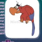 Angry Red Iago Parrot Aladdin Embroidery Designs with Orange Beak - Instant Download