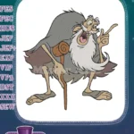 Mad Old Wizard with Staff and Pointing Finger Embroidery Designs - Instant Download