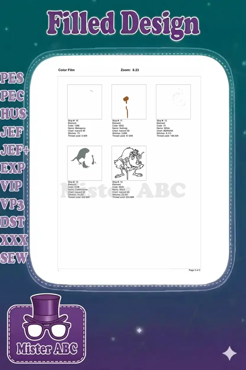 Second part of the color film, showing the final embroidery steps and the crucial black outline application.