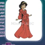 Aladdin Princess Jasmine flowing red dress elegant embroidery designs - Instant Download