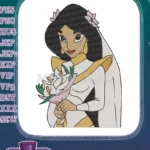 Princess Jasmine Bride Wedding Gown Bouquet Embroidery Designs - Instant Download