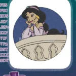 Dreamy Princess Jasmine on Balcony Embroidery Designs - Instant Download