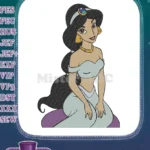 Disney Princess Jasmine beautiful kneeling pose embroidery designs - Instant Download