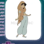 Princess Jasmine Arabian character embroidery designs with brown headscarf - Instant Download