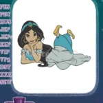 Princess Jasmine smiling pose classic Disney embroidery designs - Instant Download