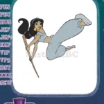 Princess Jasmine Aladdin dynamic pose light blue outfit embroidery designs - Instant Download