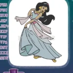 Princess Jasmine Aladdin Elegant Flowing Dress Beautiful Embroidery Designs - Instant Download