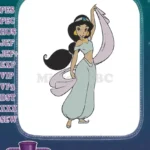 Lovely Princess Jasmine with veil Disney embroidery designs - Instant Download