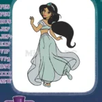 Princess Jasmine Disney character embroidery designs for Aladdin fans - Instant Download
