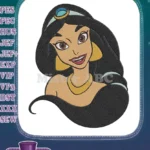 Princess Jasmine Smiling Beautiful Disney Embroidery Designs with Gold Jewelry - Instant Download