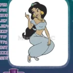Aladdin's Princess Jasmine Classic Seated Pose Embroidery Designs - Instant Download
