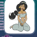 Beautiful Princess Jasmine Disney movie character embroidery designs - Instant Download