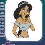 Delightful Princess Jasmine from Aladdin movie character embroidery designs - Instant Download