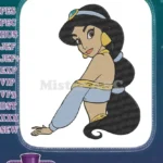 Elegant Princess Jasmine Arabian princess character embroidery designs - Instant Download
