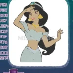 Elegant Arabian Princess Jasmine looking away embroidery designs - Instant Download
