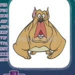 Funny surprised wide-mouthed bulldog cartoon embroidery designs - Instant Download