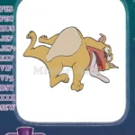 Funny Cartoon Dog Lying Back Wide Eyes Tongue Out Embroidery Designs - Instant Download