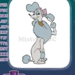 Elegant Light Grey Poodle with Blue Accents Embroidery Designs - Instant Download