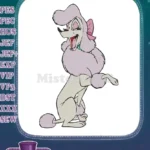 Smiling Light Purple Poodle with Pink Bow Embroidery Designs - Instant Download