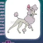 Elegant Purple Poodle with Pink Bow Embroidery Designs - Instant Download