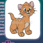 Happy Orange Cartoon Kitten Playful Embroidery Designs - Instant Download