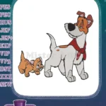 Dodger and Oliver cartoon dog cat friendship embroidery designs - Instant Download