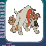 Large angry cartoon dog and small scared cat embroidery designs - Instant Download