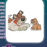 Friendly dog and cute kitten cartoon embroidery designs - Instant Download