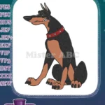 Mischievous Doberman Dog with Red Collar Embroidery Designs - Instant Download