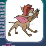 Snarling cartoon brown dog with red hair embroidery designs - Instant Download