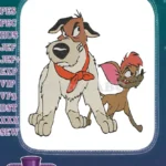 Cartoon dog and mouse friends embroidery designs for apparel - Instant Download