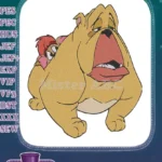 Funny Bulldog with Small Red-Haired Friend Embroidery Designs - Instant Download