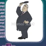 Classic cartoon gentleman in suit tipping hat embroidery designs - Instant Download