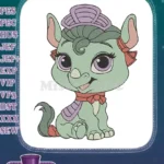 Adorable cartoon baby dragon wearing hat and bows embroidery designs - Instant Download